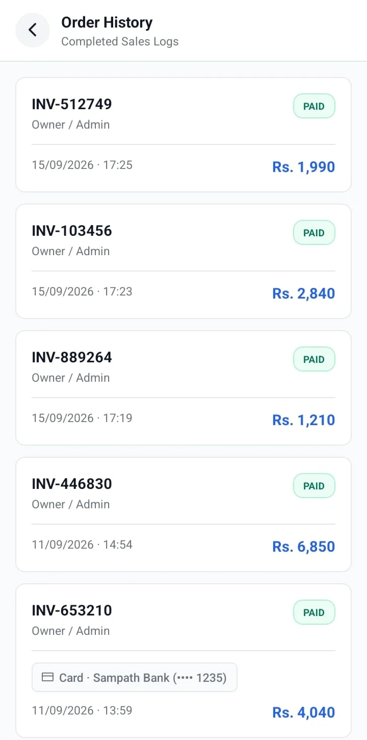 Order history